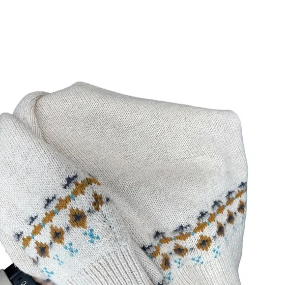 SUNDANCE Innis Fair Isle Henley Sweater Women's Size Small Cream Wool Blend Boho - Picture 7 of 7